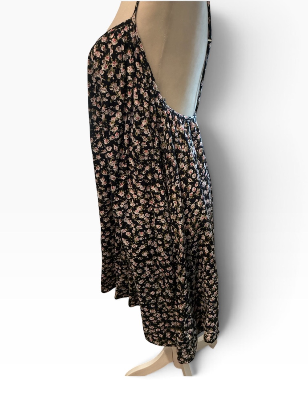 Volcom Women's Black Floral Adjustable Straps Dress/Cover Up